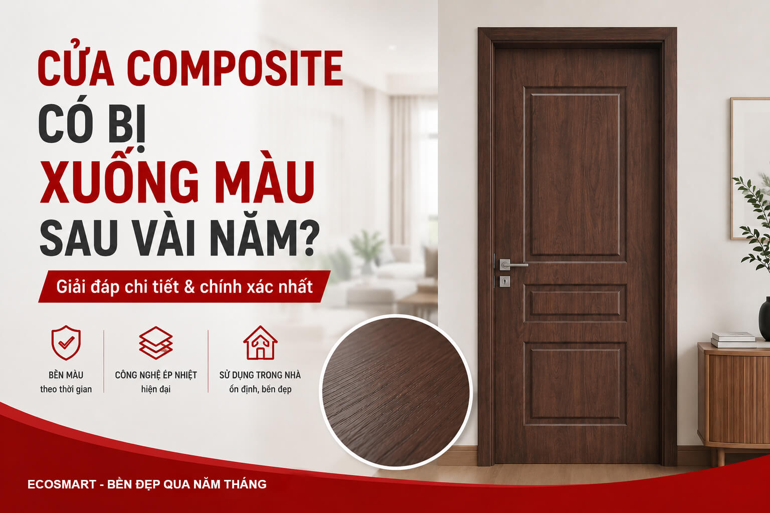 Cửa gỗ nhựa composite sơn đơn sắc hiện đại trong không gian nội thất tinh tế